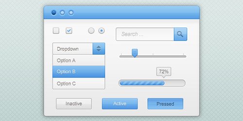 Blue and White GUI Kit (PSD)